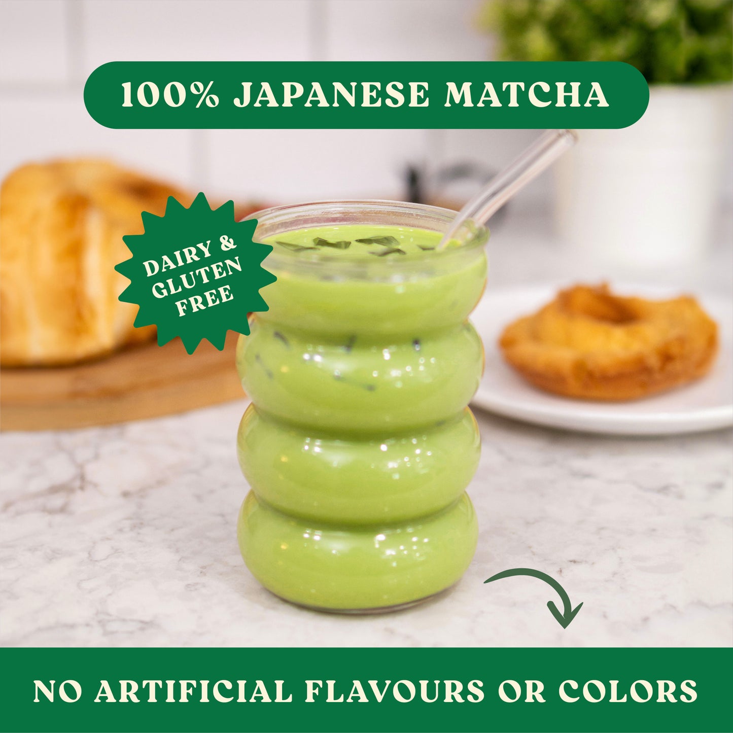 Harmony Matcha Naturally Flavored Green Tea, Pack of 10 Stick Packets