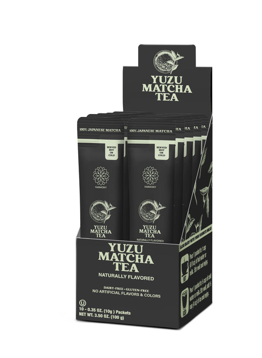 Yuzu Matcha Tea, 100% Premium Japanese Matcha Green Tea, Naturally Flavored, Pack of 10 Stick Packets