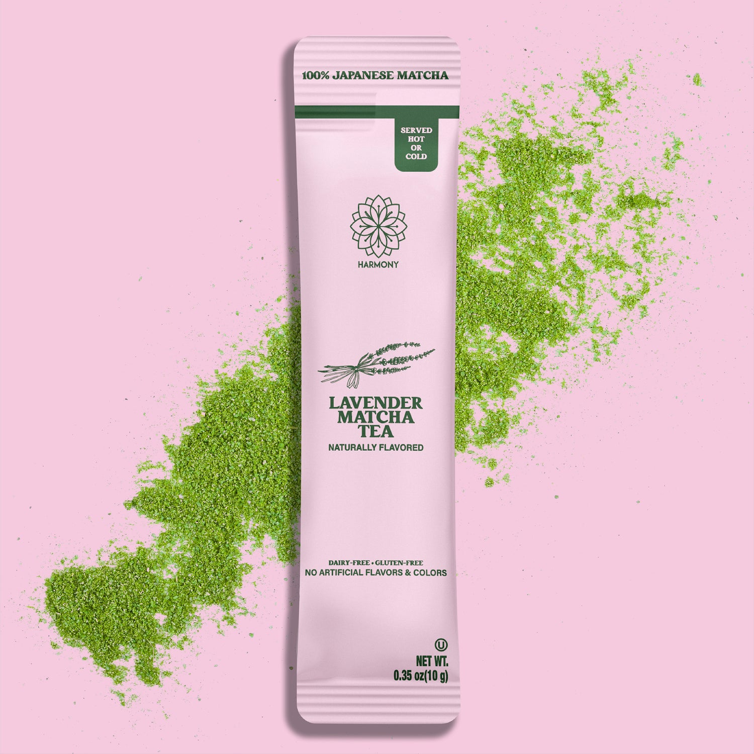 Harmony Matcha Lavender, Premium Shade-Grown Japanese Matcha, Sweetened with Organic Sugar, 10 Count Per Pouch