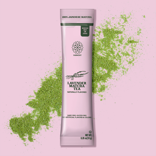 Lavender Matcha Tea, 100% Premium Japanese Matcha Green Tea with Natural Lavender, Pack of 10 Stick Packets