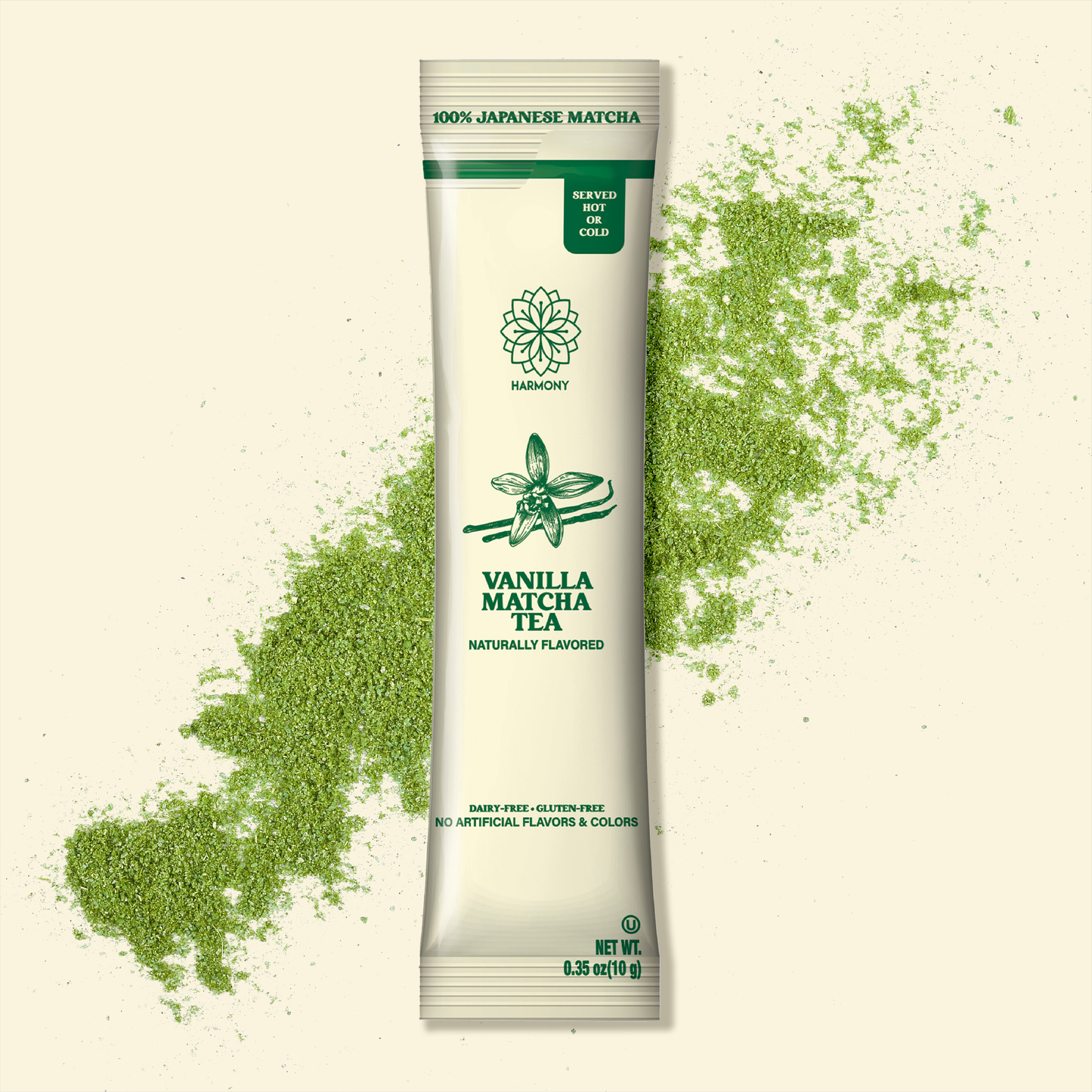 Vanilla Matcha Tea, 100% Premium Japanese Matcha Green Tea with Natural Flavors, Pack of 10 Stick Packets
