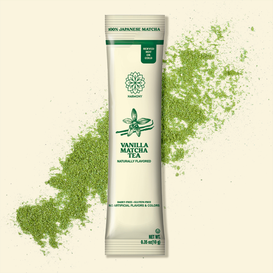 Vanilla Matcha Tea, 100% Premium Japanese Matcha Green Tea with Natural Flavors, Pack of 10 Stick Packets